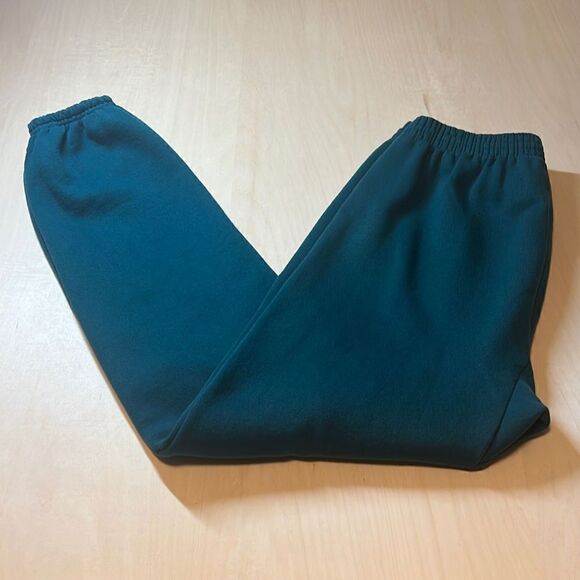 Vintage 80s/90s Hanes heavyweights Teal Blank Sweatsuit Pants Large, Raglan Swea - Picture 5 of 7